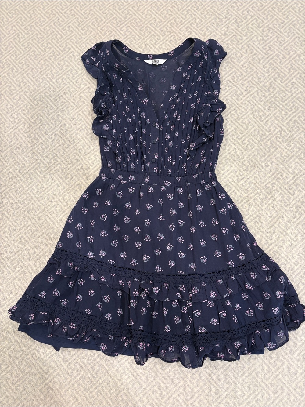 BB Dakota Navy Florale Ruffle Dress